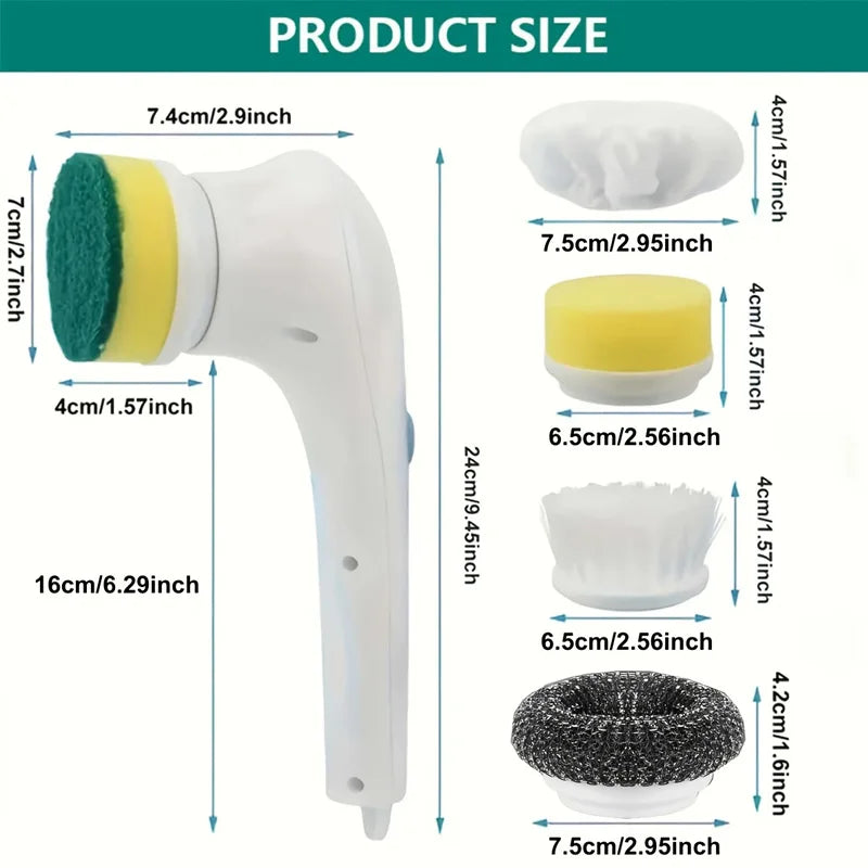 Electric Spin Scrubber – Powerful Cordless Kitchen Cleaning Brush | Rechargeable Handheld Scrubber for Sinks, Tiles, Pots & Pans