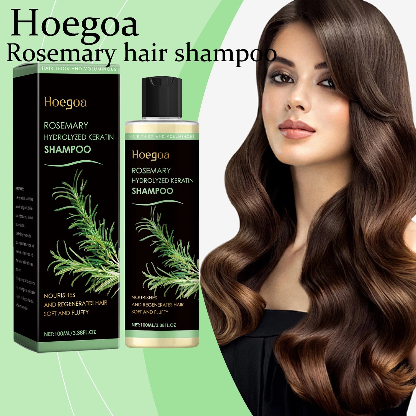 Hoegoa Rosemary Hair Shampoo 100ml bottle with rosemary leaves