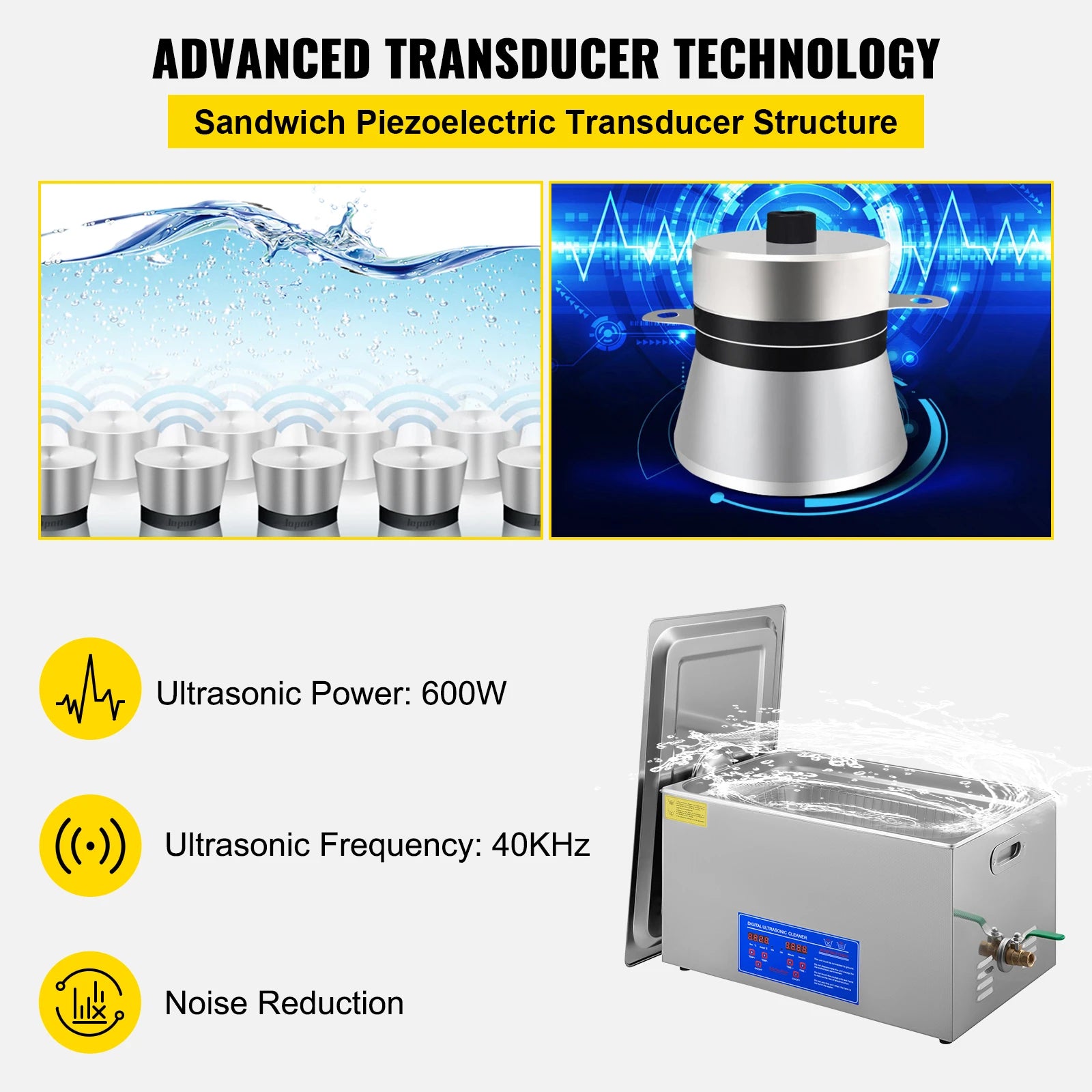 Ultrasonic cleaner digital control panel with LED display
