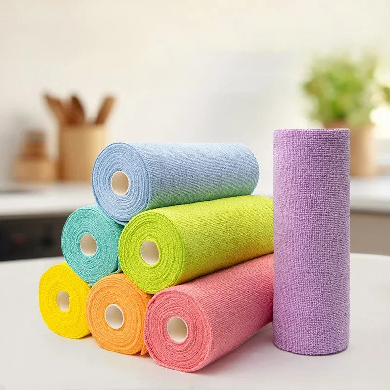 Reusable microfiber cleaning wipes roll eco-friendly washable paper towel replacement