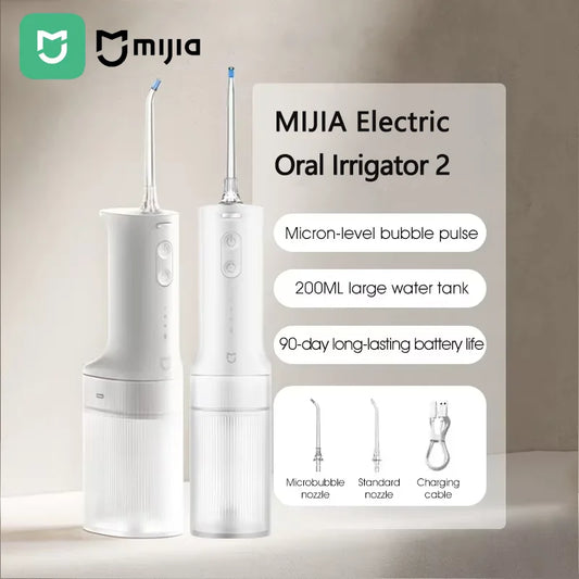 2025 NEW MIJIA Electric Oral Irrigator 2 MEO705 Portable Water Flosser 200mL 3-Mode Tooth Cleaner Micron-level Bubble