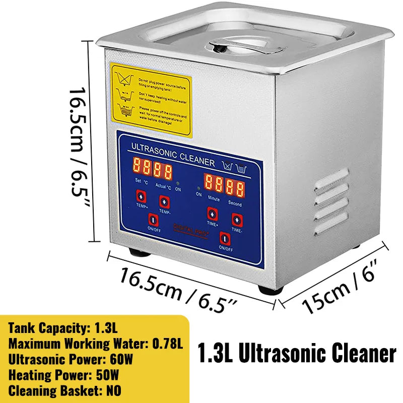 Ultrasonic cleaner 1.3L compact model