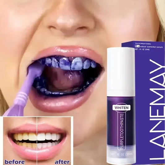 V34 purple teeth whitening color corrector serum for instant brightening