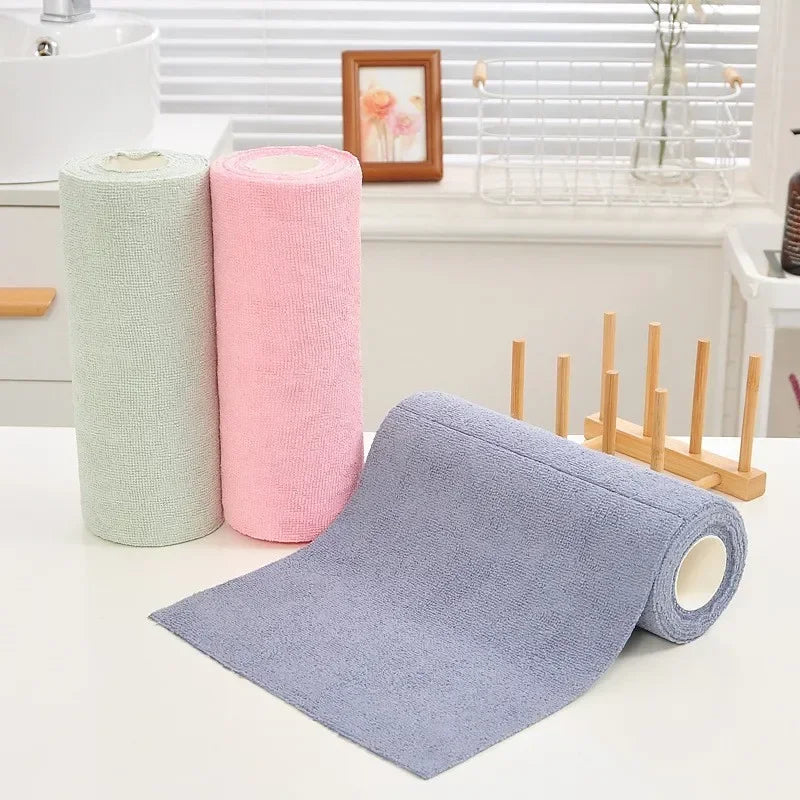 Reusable microfiber cleaning wipes roll eco-friendly washable paper towel replacement