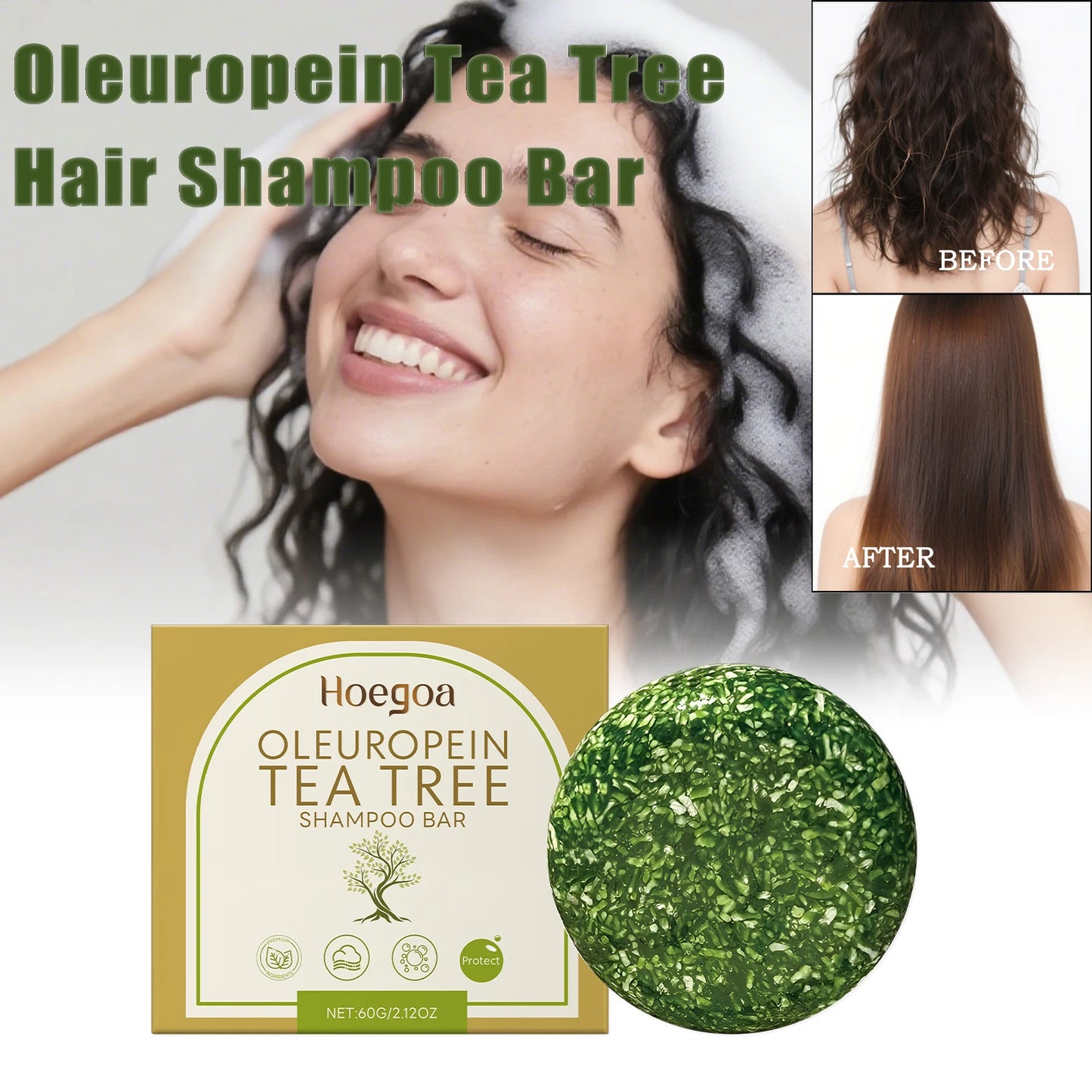 Handmade herbal tea tree shampoo bar for dandruff and oily scalp
