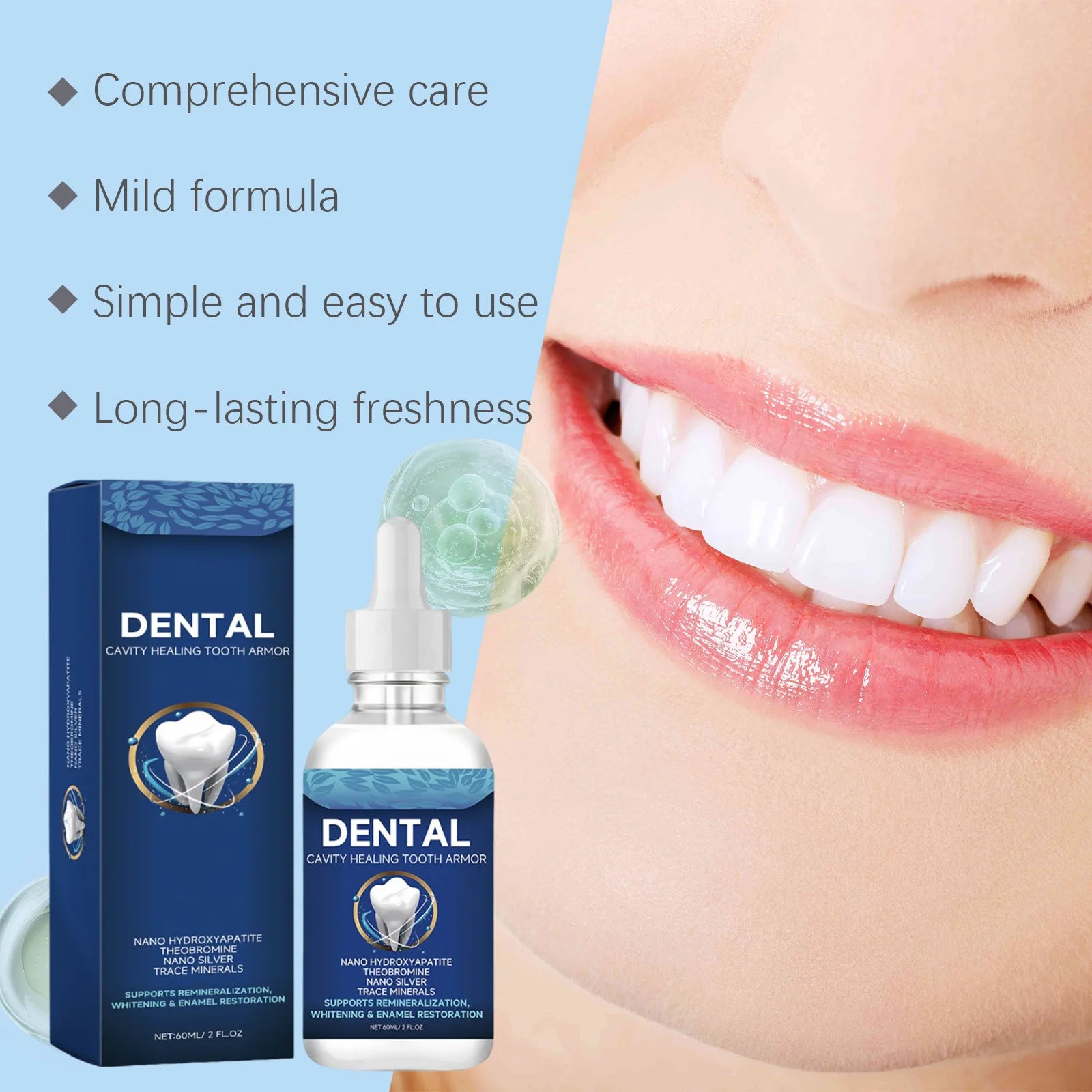 Oralhoe 60ml dental care liquid for teeth brightening and fresh breath
