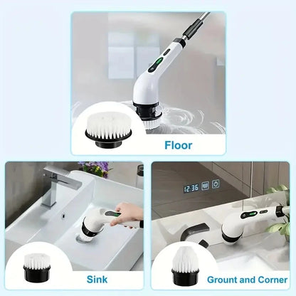 1 Set, Electric Cleaning Brush, Wireless Electric Rotating Scrubber, 7 Brush Heads and Adjustable Extension Handle, Bathroom Cleaning Brush, Household Cleaning Tools