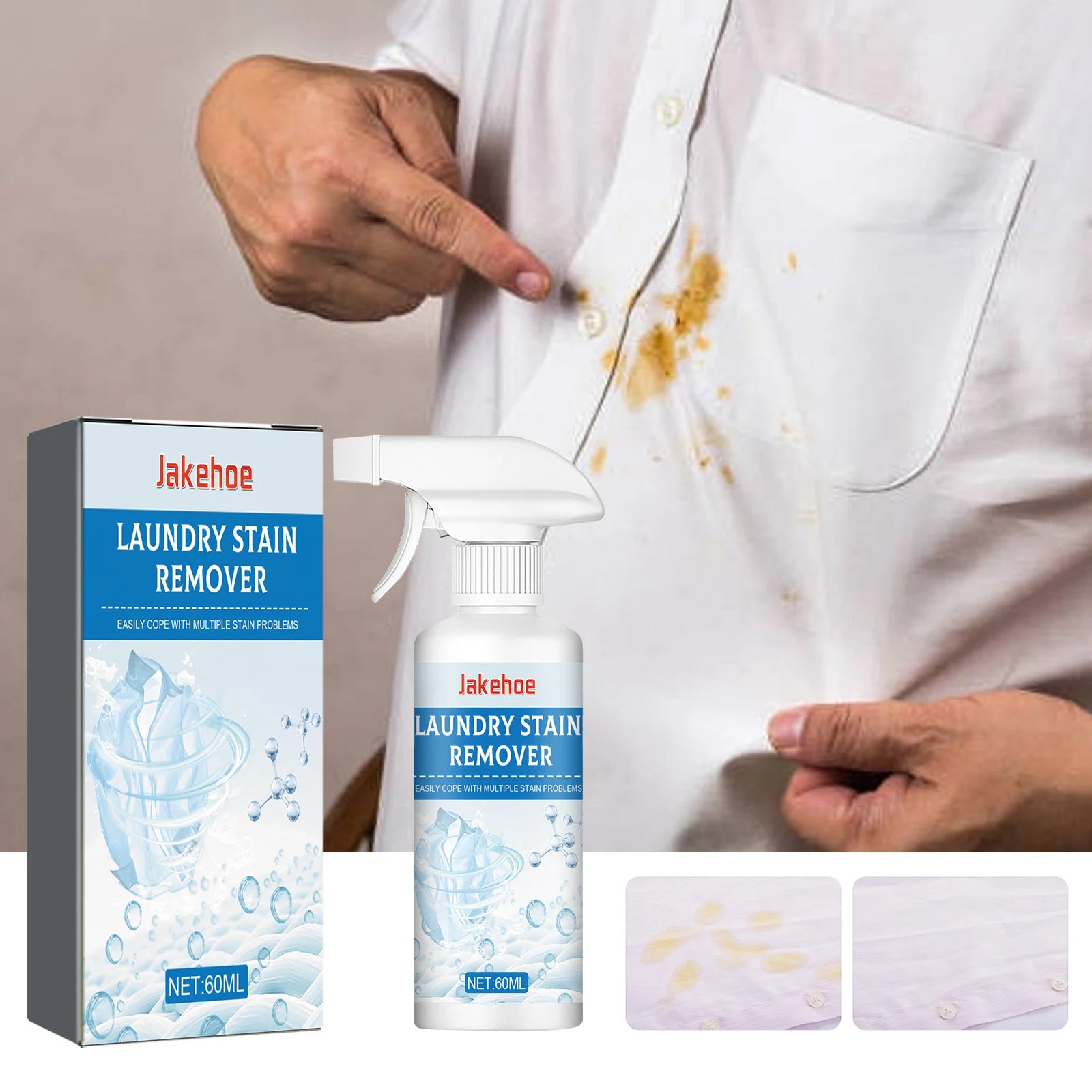 Portable no-rinse laundry stain remover pen for oil and coffee stains